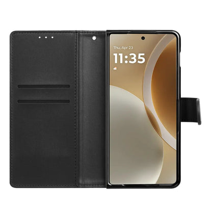 Phone Case for Motorola Razr Fold 2026 Leather Wallet Folio Credit Card Holder with Magnetic Closure Wrist Strap Classic Flip Design Storage Slots Cover