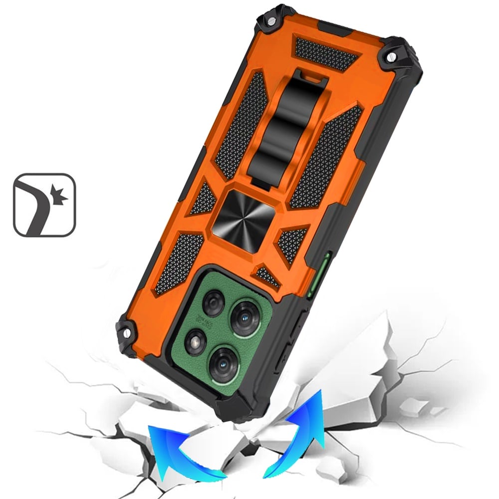 For Motorola Moto G Power 5G 2026 /2025 Hybrid Shockproof [Military Grade] Rugged Protective with Magnetic Car Mount & Invisible Stand Case Cover Cosmic Orange