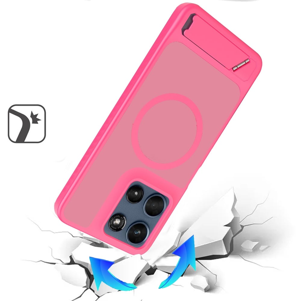 Phone Case for Motorola Moto G Play 5G 2026 Matte Magnetic Metal Kickstand Shockproof Grip Anti Slip Durable Protective Heavy Duty Hybrid Cover