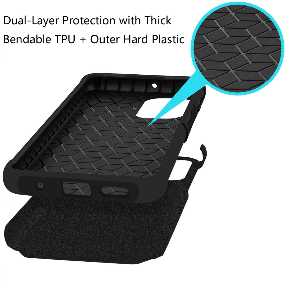 For Motorola Moto G 5G 2025 Tough Hybrid Dual Layer Hard PC TPU Rubber Bumper, Shock Absorption, Screen Protector Included Case Cover