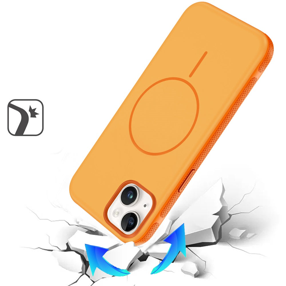 Phone Case for Apple iPhone 14/13 Super Magnetic Matte Hybrid Shockproof Thick Protective Durable Grip Anti Scratch Premium Edge Slim Fit Cover Cosmic Orange
