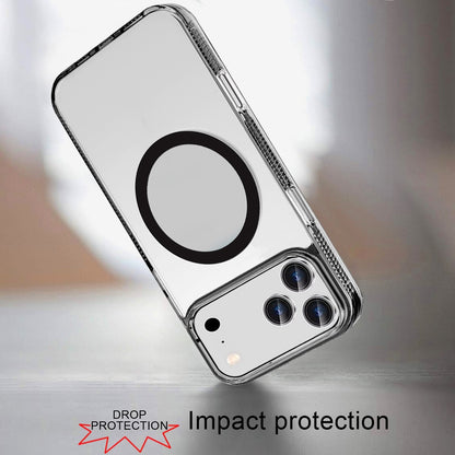 For Apple iPhone 17 Pro (6.3") MagSafe Compatible Integrated Technology Clean Transparent Hybrid Armor TPU Frame Case Cover Black