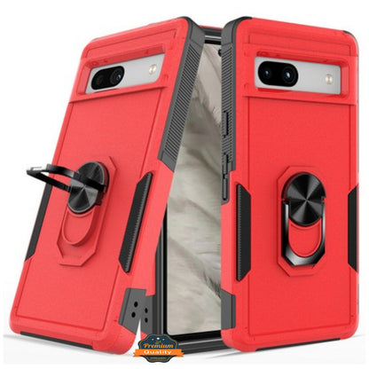 Phone Case Cover for Google Pixel 10A Heavy Duty Rugged Hybrid, Dual-Layer Shockproof Protection with Magnetic Ring Stand Holder Cover