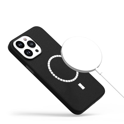 For Apple iPhone 16 Pro (6.3") PU Leather with inner Magnetic Circle Compatible with MagSafe, Rubber TPU Colored Metal Buttons Case Cover