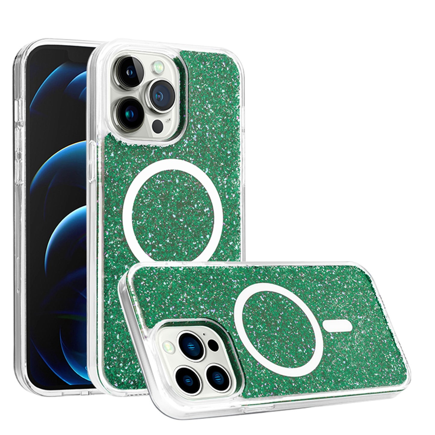 For Samsung Galaxy S25 /S24 Hybrid Epoxy Glitter Shiny Flower Design Stylish Fashion Case, Magnetic MagSafe Compatible, Shockproof Case Cover