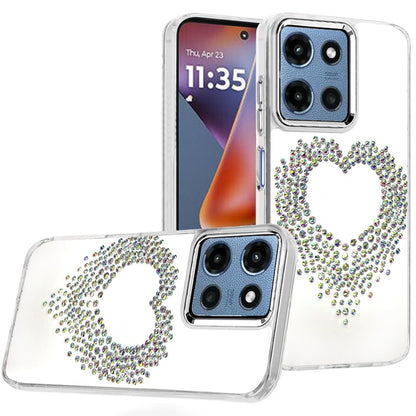 Phone Case for Motorola Moto G Play 5G 2026 Angel Hearts Bling Shimmer Colorful Glitter Chrome Edge Shockproof Stylish Hybrid Design Cover Silver