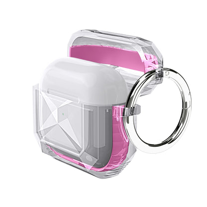 For Airpods Pro 3 (2025) Transparent Diamond Clear Design Shock-Resistant Dustproof [Visible Front LED] [Wireless Charging] with Carabiner Case Cover
