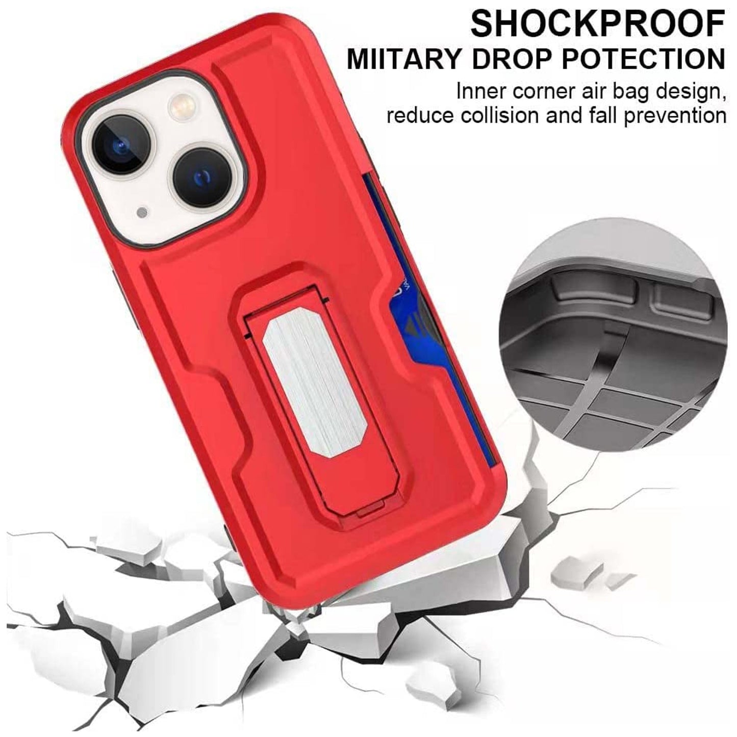 Phone Case Cover for Motorola Moto G Stylus 5G 2026 Hybrid Wallet Case with Invisible ID Card Slot, Kickstand, Holster Belt Clip, Heavy-Duty Protection Cover Red