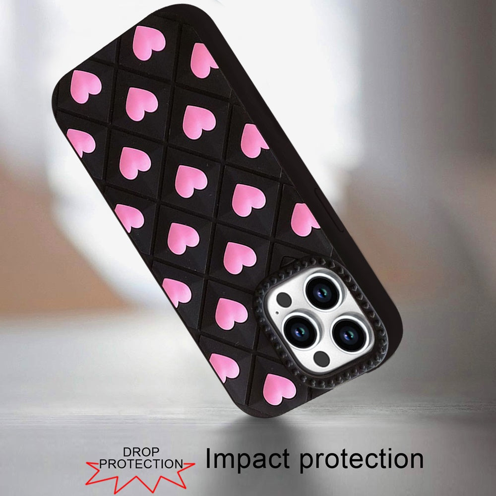 Phone Case for iPhone 15 Pro (6.1") Fashionable Silicone Textured Decorative Design Pattern Protective Rubber TPU Hybrid Protection Cover