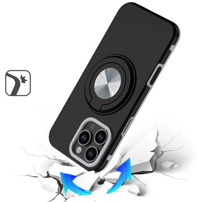 Metal Matte Hybrid with Invisible Rotational Ring Stand, Car Mount Friendly, Military Grade Slim Fit Sturdy