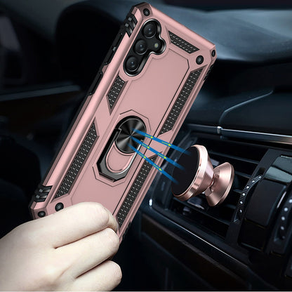 For Samsung Galaxy A26 Hybrid Shockproof Durable 360 Degree Rotatable Ring Stand Holder Kickstand Fit Magnetic Car Mount Case Cover Hotpink