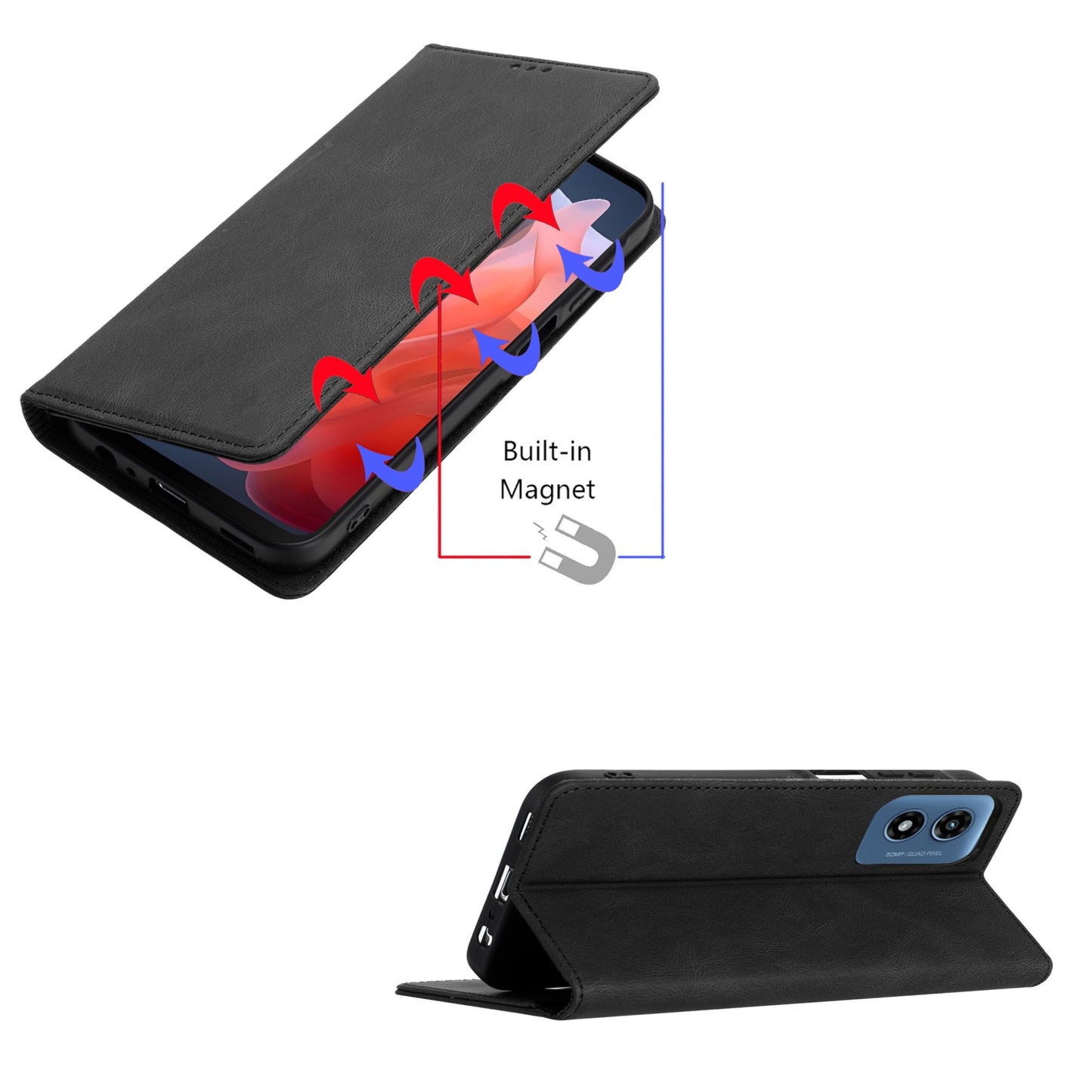 For Samsung Galaxy S25 /S24 Wallet Pouch with Credit Card Holder Flip, Magnetic Closure Vegan Leather and Stand Case Cover