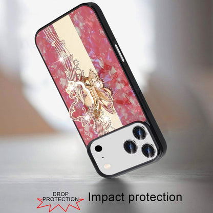 For Apple iPhone 17 Pro (6.3") Diamonds 3D Fashion Bling Sparkly Glitter Ornaments Engraving Hybrid with Ring Stand Case Cover