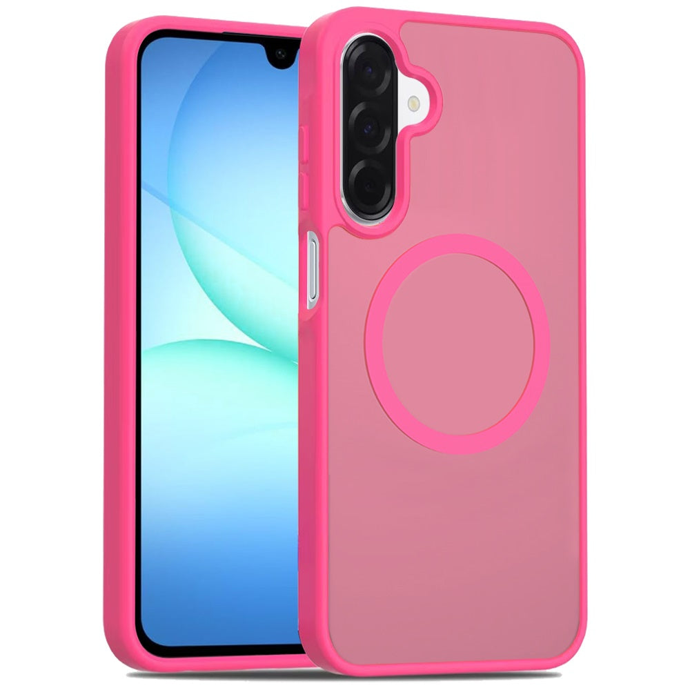 Phone Case for Samsung Galaxy A17 5G Magnetic Matte Hybrid Shockproof Smooth Grip Durable Camera Protection Anti-Slip Soft Touch TPU Armor Cover Pink
