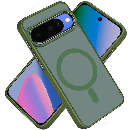 Phone Case for Google Pixel 11 / 11 Pro Clear Acrylic Magnetic Circle Shockproof Hybrid Metal Button TPU Drop Protection Rugged Slim Durable Armor Cover