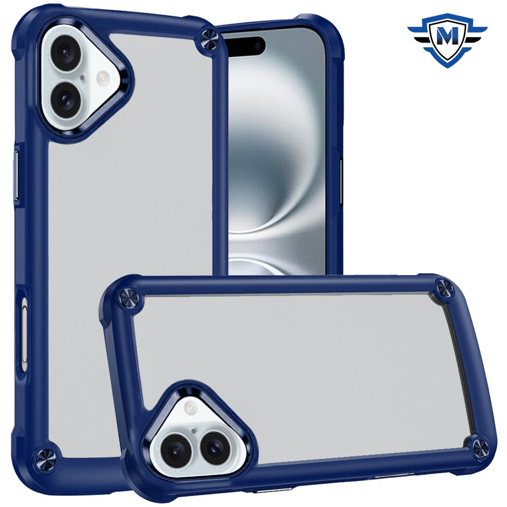 For Samsung Galaxy A16 5G Ultimate Hybrid Transparent Rubber with Metal Buttons & Camera Edges Hard TPU Frame Corner Bumper Case Cover