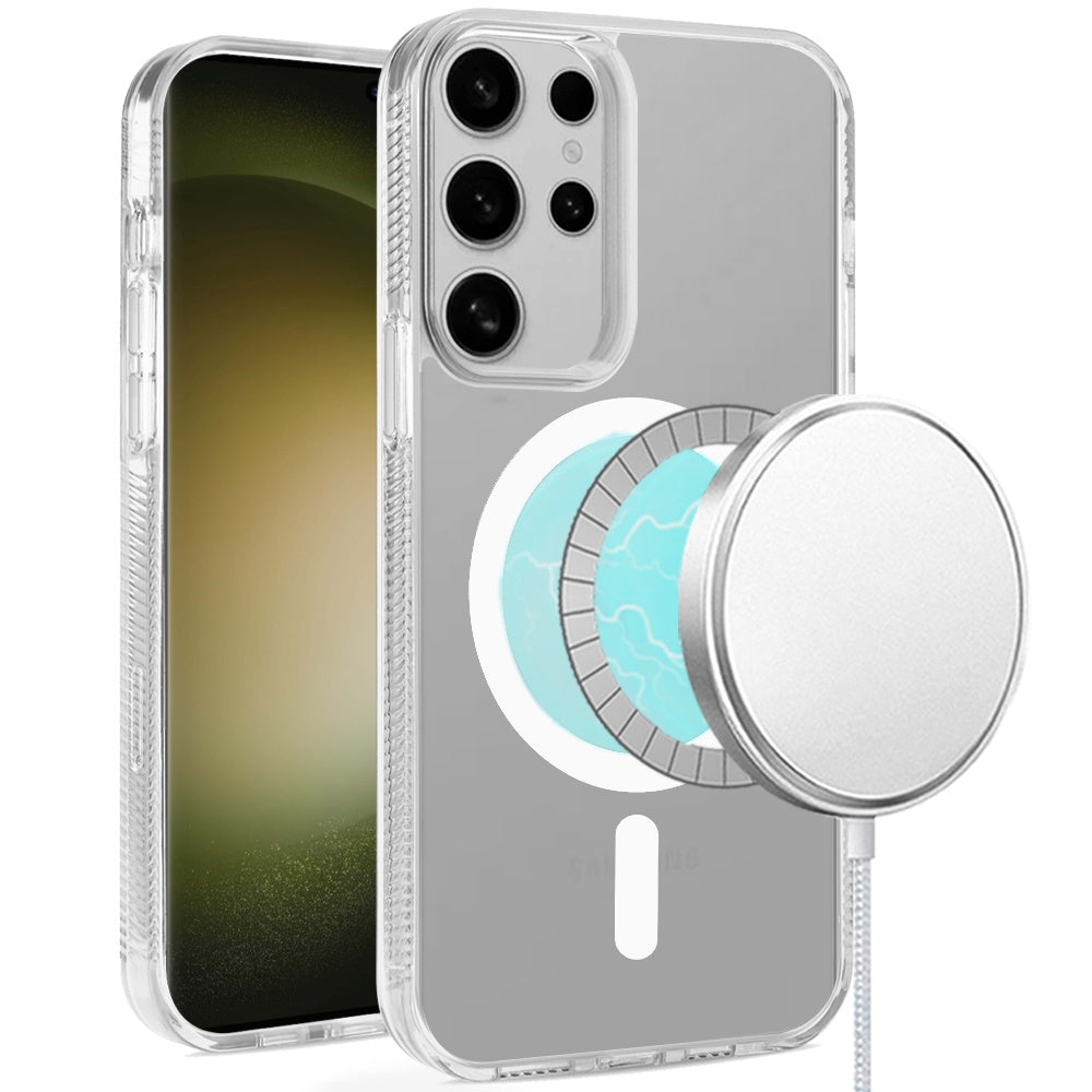 For Samsung Galaxy S23 Ultra MagSafe Compatible Integrated Technology Clean Transparent Hybrid Armor TPU Frame Case Cover Clear