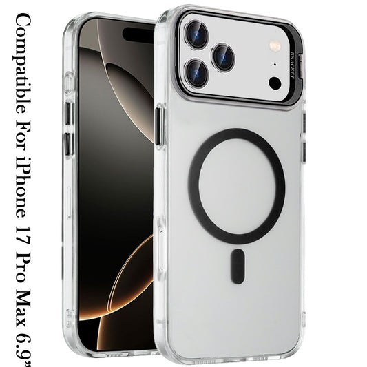 Phone Case for Apple iPhone 17 Pro Max (6.9") Clear Metallic Camera Stand Magnetic Hybrid TPU Shockproof Grip Camera Protection Kickstand Durable Armor Cover