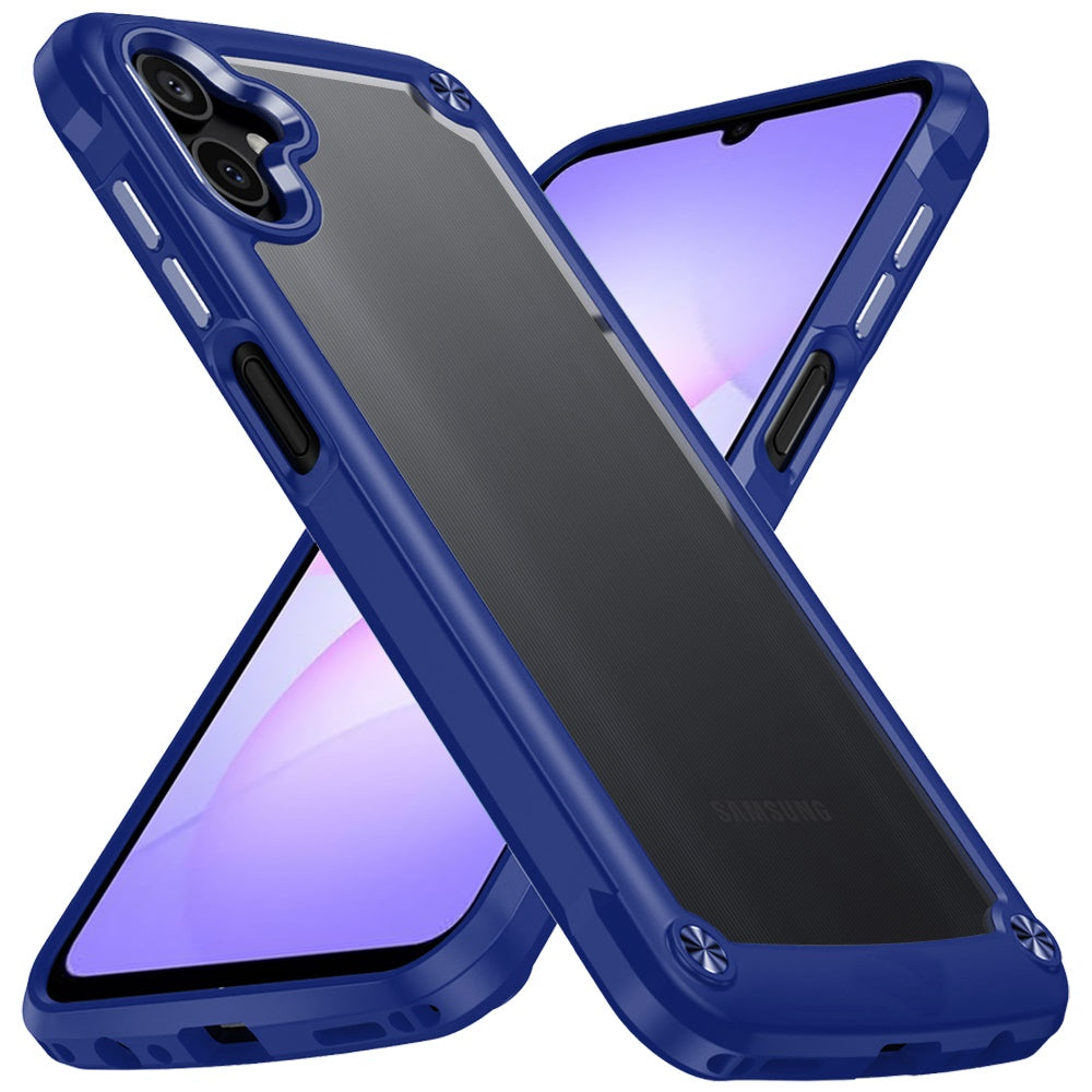 Phone Case for Samsung Galaxy A08 4G, A07 5G, A07 4G Transparent Hybrid Metal Button Camera Edge Shockproof Bumper Frame TPU Protective Slim Grip Durable Cover
