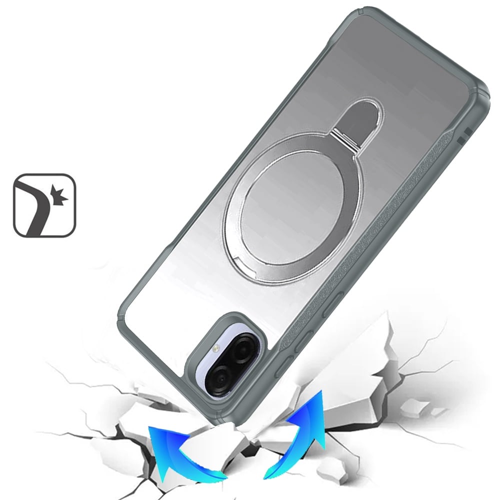 Phone Case for Samsung Galaxy A08 4G, A07 5G, A07 4G Magnetic Ring Stand Matte Finish Shockproof Grip Slim Armor Heavy Duty TPU Protective Hybrid Cover