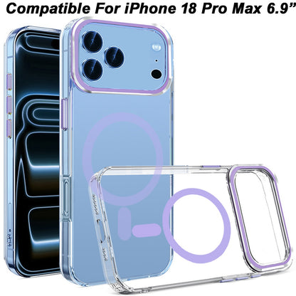 Phone Case for Apple iPhone 18 Pro Max Clear Transparent Magnetic Circle Slim Shockproof Durable TPU Hard PC Grip Hybrid Design Cover
