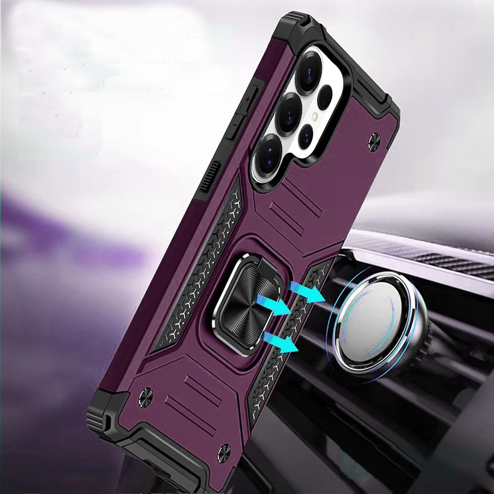 Phone Case for Samsung Galaxy S26 Ultra Magnetic Car Mount Hybrid Ring Stand Shockproof Rugged Grip Armor Heavy Duty Protective TPU Durable Cover Purple