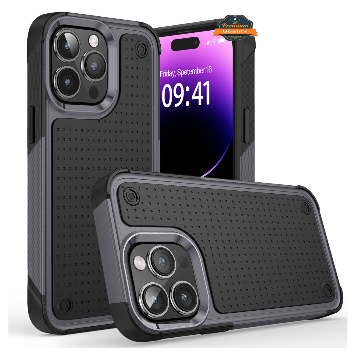 For Apple iPhone 16 (6.1") Shockproof Non-Slip Textured Heavy Duty Rugged TPU Drop Military Protection Tough Bumper Case Cover