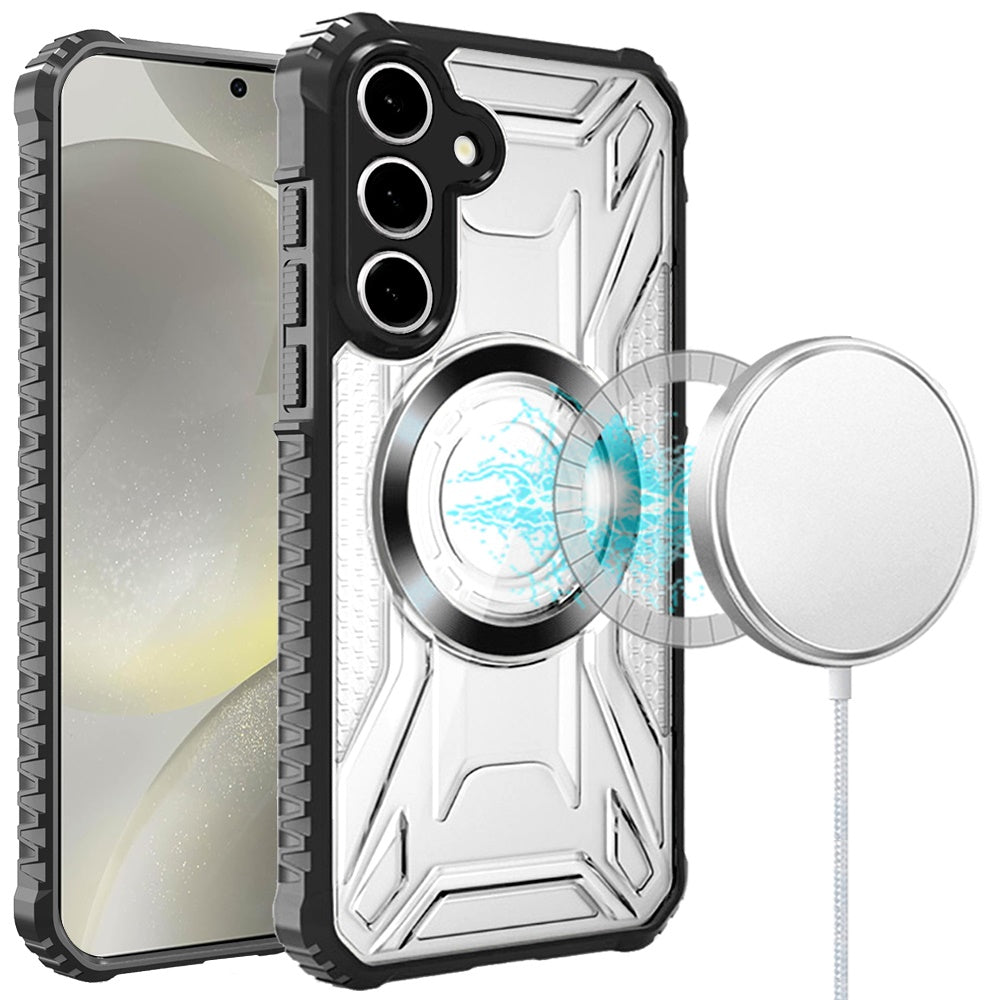 For Samsung Galaxy S25 /S24 Magnetic Circle Transparent Rugged Hybrid MagSafe Compatible Pattern Clear Shockproof Frame Bumper Case Cover