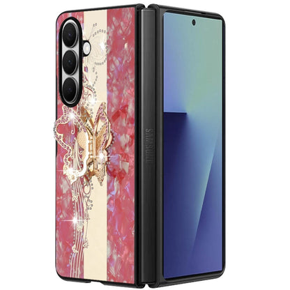 Phone Case for Samsung Galaxy Z Fold 8 Ultra Diamond Glitter Butterfly Engraved Ring Stand Luxury Bling Hybrid Shockproof Chrome Edge Protective Durable Grip Cover
