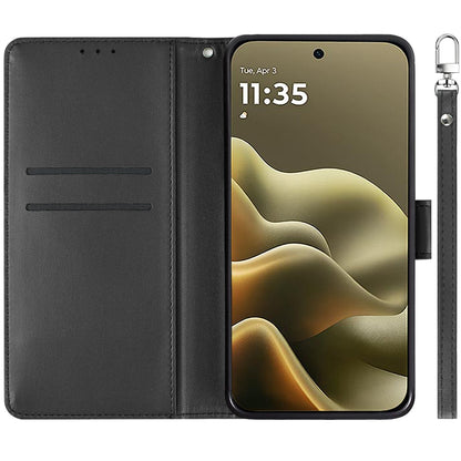 Phone Case for Motorola Edge 2026 Leather Wallet Folio Credit Card Holder with Magnetic Closure Wrist Strap Classic Flip Design Storage Slots Cover