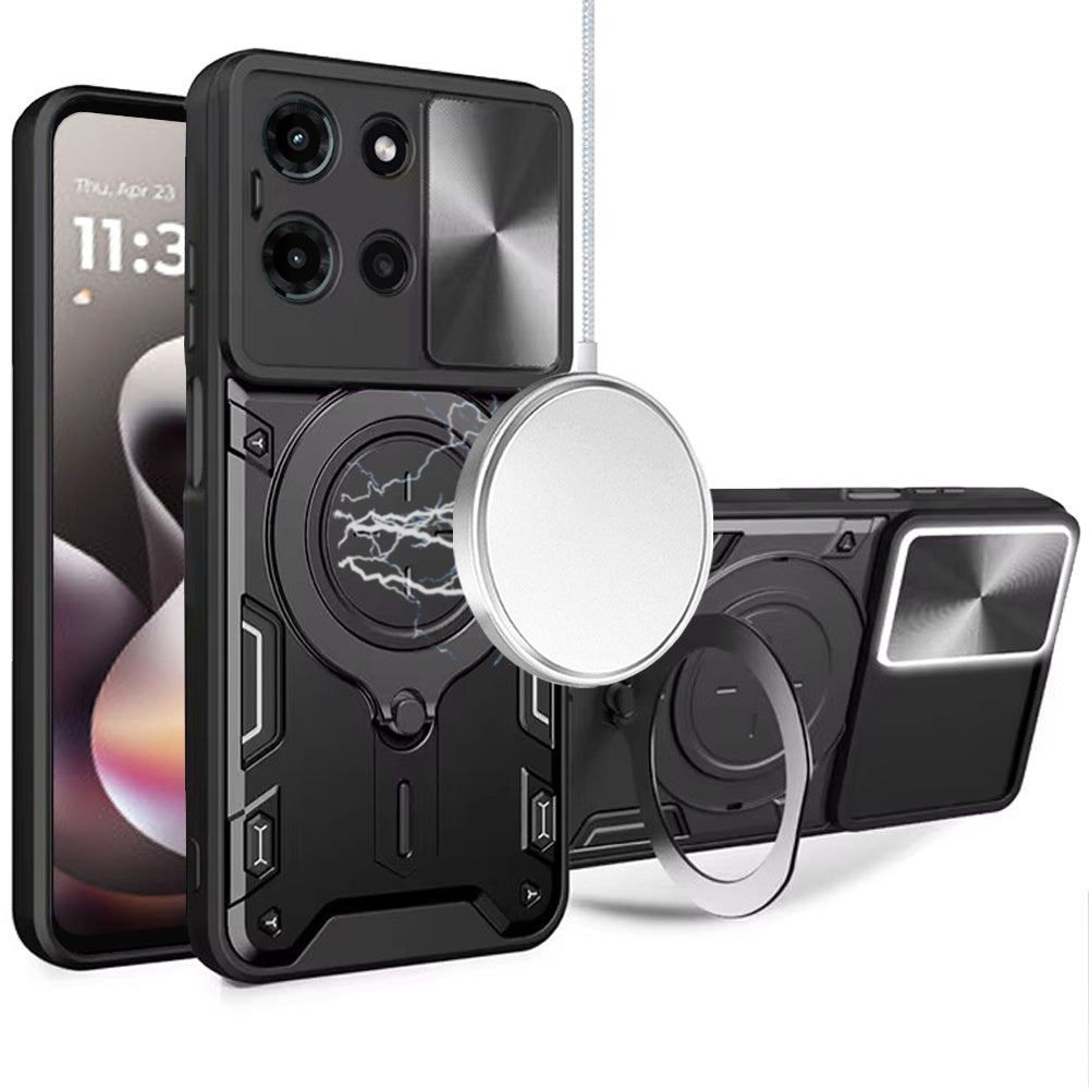 Phone Case for Motorola Moto G Stylus 5G 2025 Magnetic Ring Stand Shockproof Hybrid Full Camera Slide Guard Anti Slip Heavy Duty Protective Armor Cover
