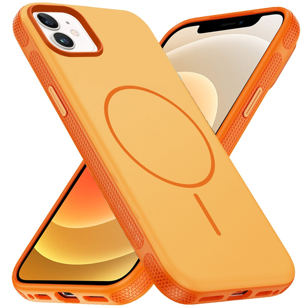 For iPhone 12 / iPhone 12 Pro (6.1") Super Magnetic Premium Edged Core Matte Thick Hybrid Drop Protection Shockproof Design Case Cover Cosmic Orange