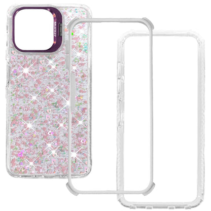Phone Case for Motorola Moto G Play 5G 2026 Luxury Bling Scattered Glitter Hybrid Dual Layers with Integrated Camera Stand and Sparkle Finish Design Cover