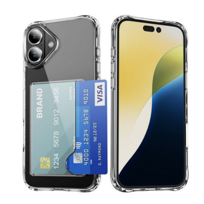 For Apple iPhone 17 AIR Acrylic TPU Clear Case Hold 2 Credit Card Slots, Slim Protective Wallet Cover Silicone Hybrid Case Cover Clear