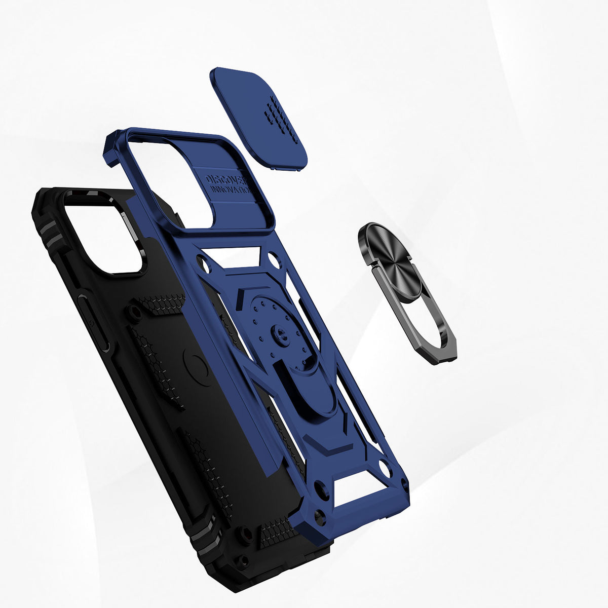 For Samsung Galaxy S20 Ultra Hybrid Ring Shockproof with 360° Rotate Ring Kickstand, Camera Lens Protection, Soft Edge Bumper Case Cover Blue
