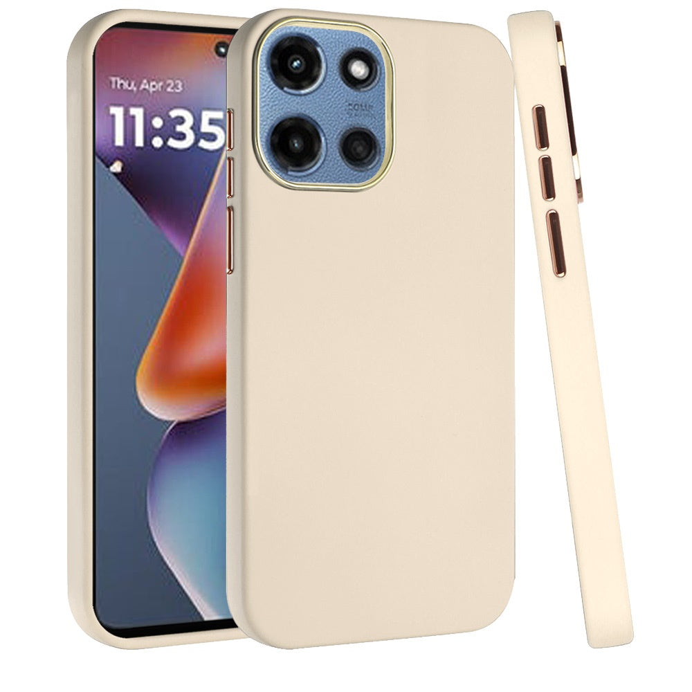Phone Case for Motorola Moto G Play 5G 2026 Hybrid Silicone TPU Rubber Chromed Edge TPU Bumper Reinforced Corners Shock Absorbing Protection Cover White