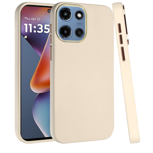 Phone Case for Motorola Moto G Play 5G 2026 Hybrid Silicone TPU Rubber Chromed Edge TPU Bumper Reinforced Corners Shock Absorbing Protection Cover White