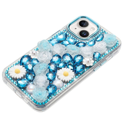 Phone Case for iPhone 14 Full Bling Rhinestone Glitter Floral Luxury Hybrid Shockproof Stylish Sparkling Protective Designer Ornament Cover
