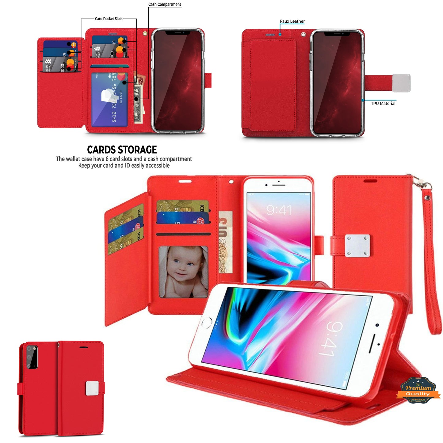 For Samsung Galaxy S25 Ultra Wallet Cases PU Leather with Credit Card /ID /Cash Holder Slot Dual Flip Book Pouch, Stand and Strap Case Cover