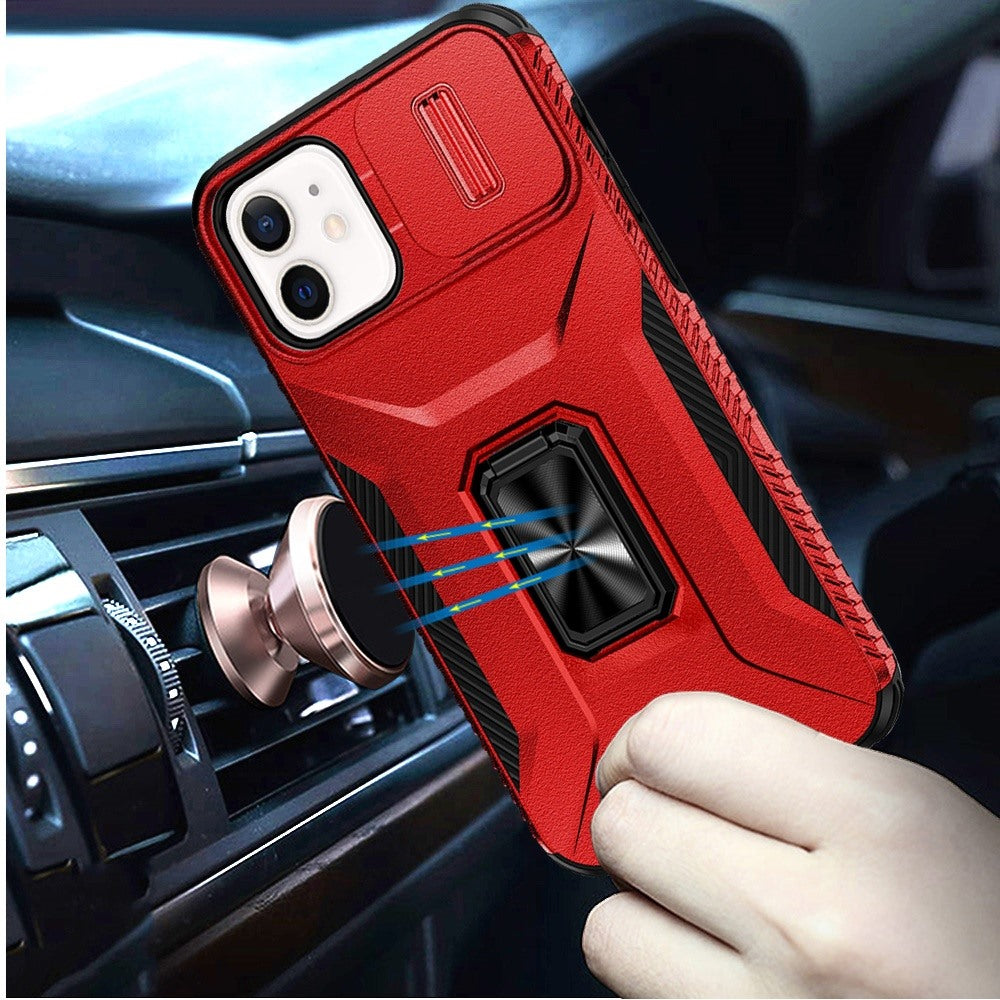 For Apple iPhone 16 Pro (6.3") Camera Cover Phone Case with Magnetic Rotation Ring Stand [Military Grade] Hybrid Hard Shockproof Case Cover
