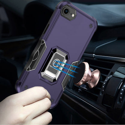 For Apple iPhone 16e Hybrid Stand Magnetic Ring Holder Kickstand Heavy Duty Rugged Drop Silicone & Hard PC Shockproof Case Cover