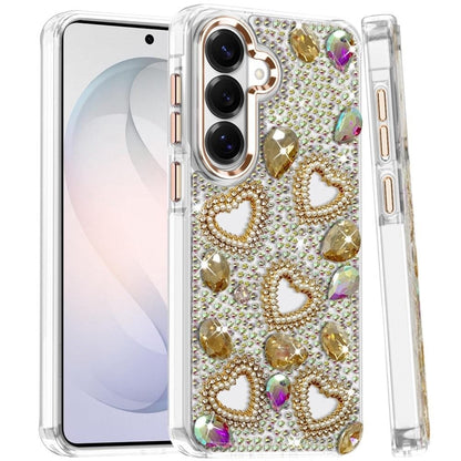 Phone Case for Samsung Galaxy S26 Luxury Crystal Heart Rhinestone Diamond Bling Shockproof Hybrid Glitter Protective Stylish Durable Grip Cover