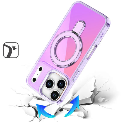 Phone Case for Apple iPhone 18 Pro Chrome Magnetic Ring Stand Rotational Shockproof Hybrid Kickstand Metal Finish Rugged Drop Protection Armor Cover