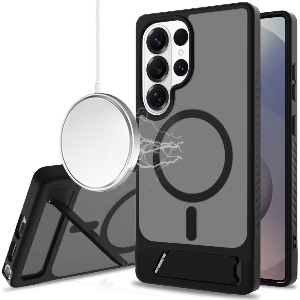 For Apple iPhone 17E /16E Matte Magnetic Circle Back TPU Hybrid Drop Protection with Metal Kickstand Shockproof Design Case Cover