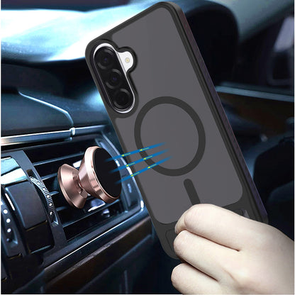 Phone Case for Samsung Galaxy A27 Matte Magnetic Metal Kickstand Shockproof Grip Anti Slip Durable Protective Heavy Duty Hybrid Cover