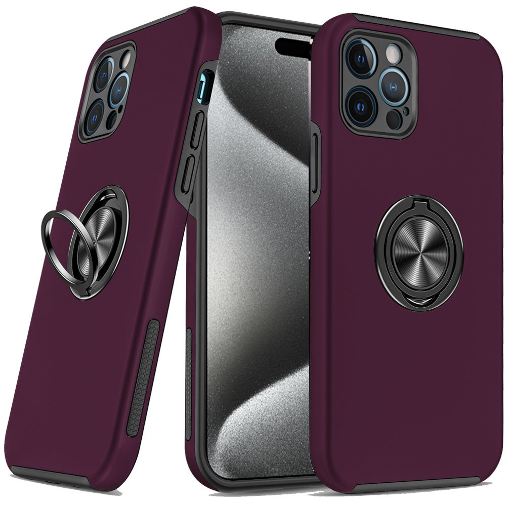 Phone Case for Apple iPhone 15 Pro Max Invisible Ring Stand Shockproof Anti Slip Durable Grip Protective Hybrid Fit Magnetic Car Mount Holder Cover Purple