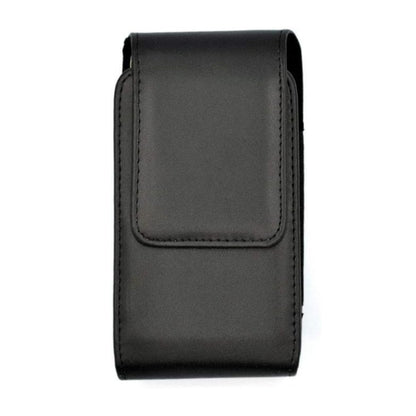 For Apple iPhone 16 Pro (6.3") Universal PU Leather Vertical Phone Pouch Holder Carrying Case [Magnetic Closure] With Fixed Belt Clip Holster Hybrid [Black]