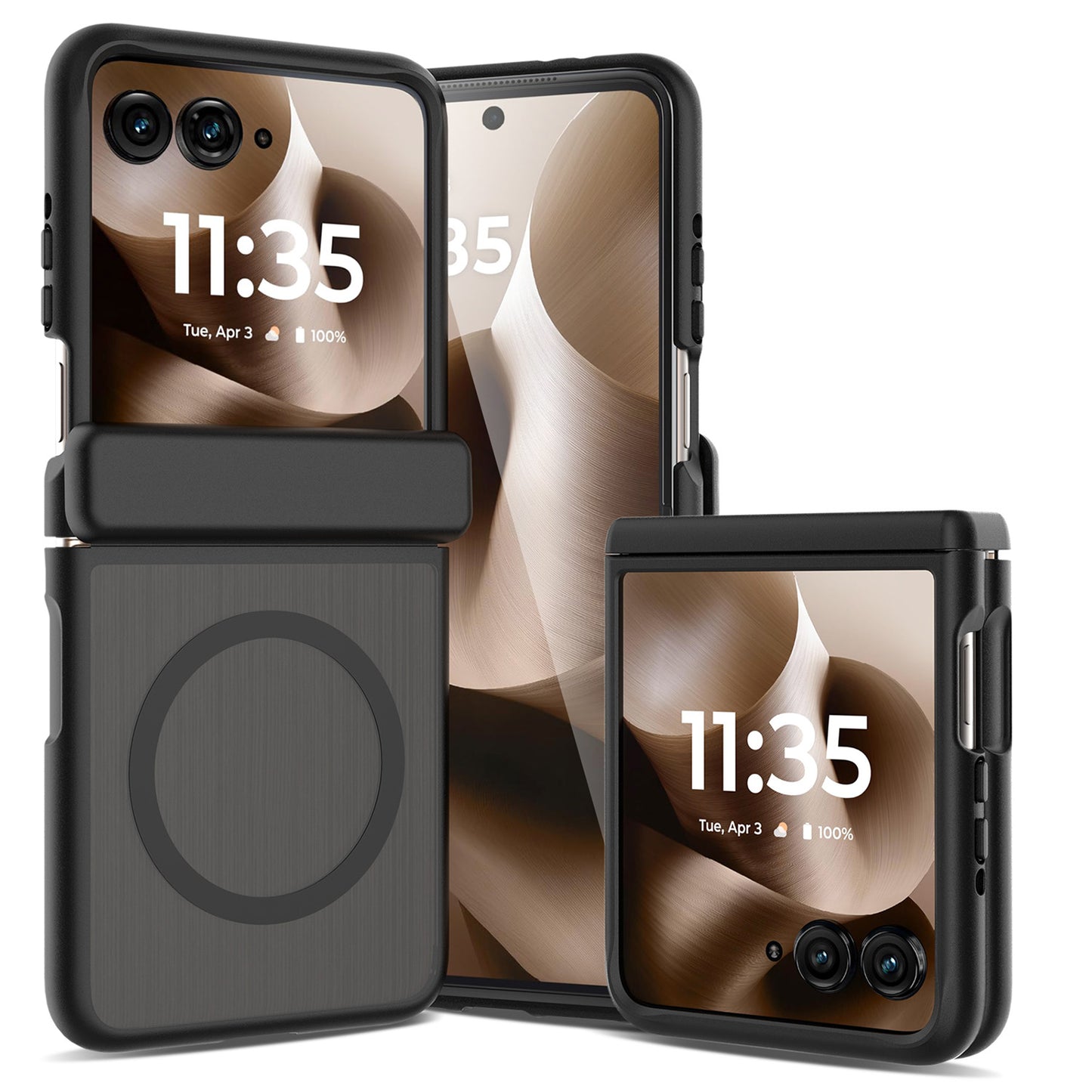 Phone Case for Motorola Razr 2026, Razr 2025, Razr 2024 Premium Matte Magnetic Foldable Hybrid Central Axis Hinge Protection Shock Absorbing TPU Slim Fit Hard PC Cover