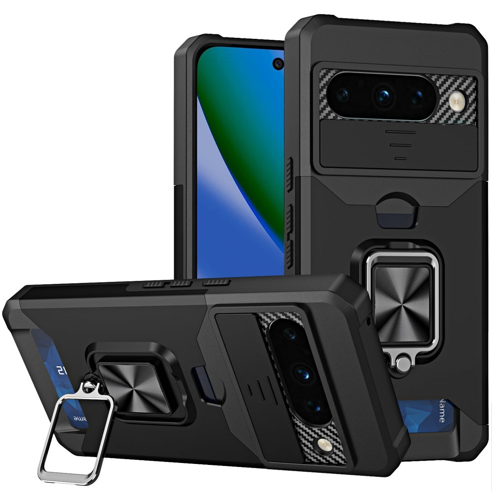 Phone Case for Google Pixel 11 / 11 Pro Card Holder Magnetic Ring Stand Shockproof Anti Slip Wallet Grip Protective Hybrid Design Cover