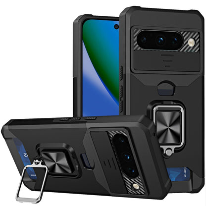 Phone Case for Google Pixel 11 / 11 Pro Card Holder Magnetic Ring Stand Shockproof Anti Slip Wallet Grip Protective Hybrid Design Cover